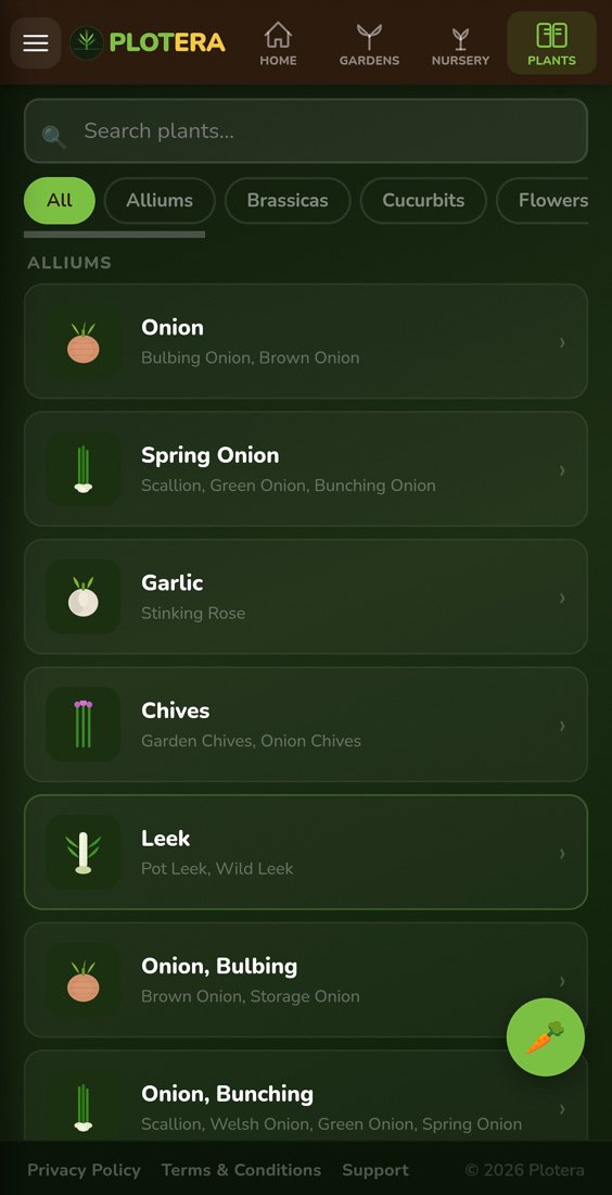 Plotera plant encyclopedia screenshot